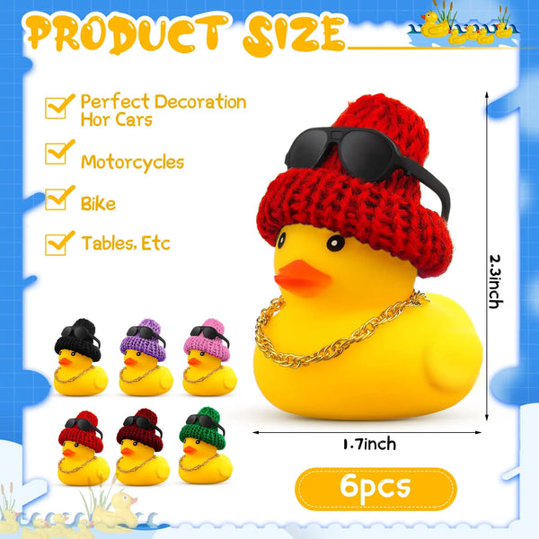 Yellow Rubber Duck Car Dashboard Ornament with Accessories