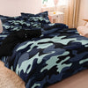 Blue-Black Camouflage Duvet Cover Set with Two Pillowcases