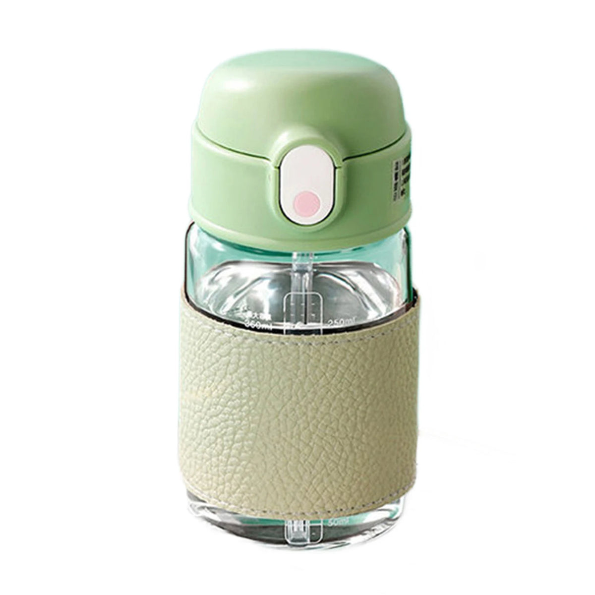 Portable Straw Water Bottle with Scale and Wide Mouth