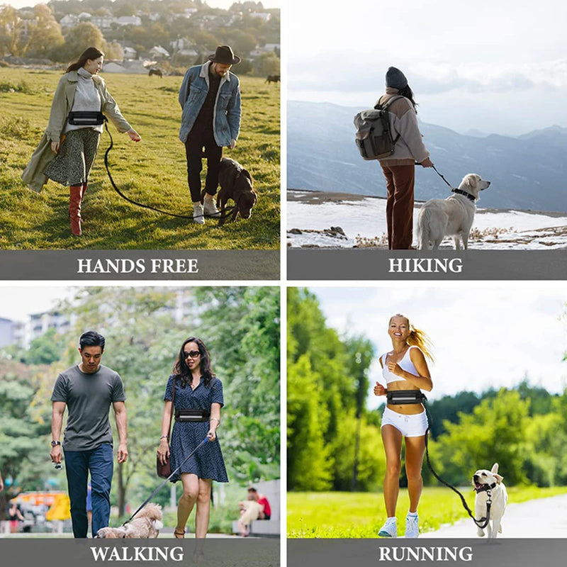 Hands-Free Reflective Dog Leash with Waist Pouch