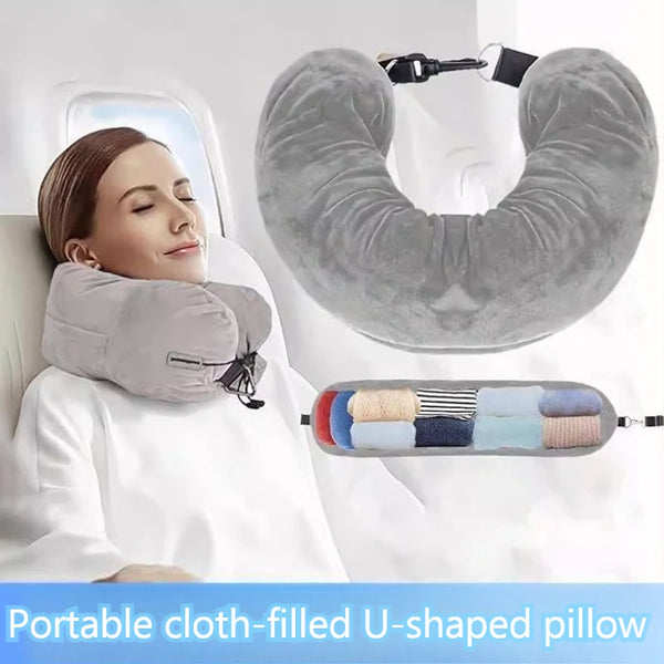 U-Shaped Travel Neck Pillow with Velvet Cover