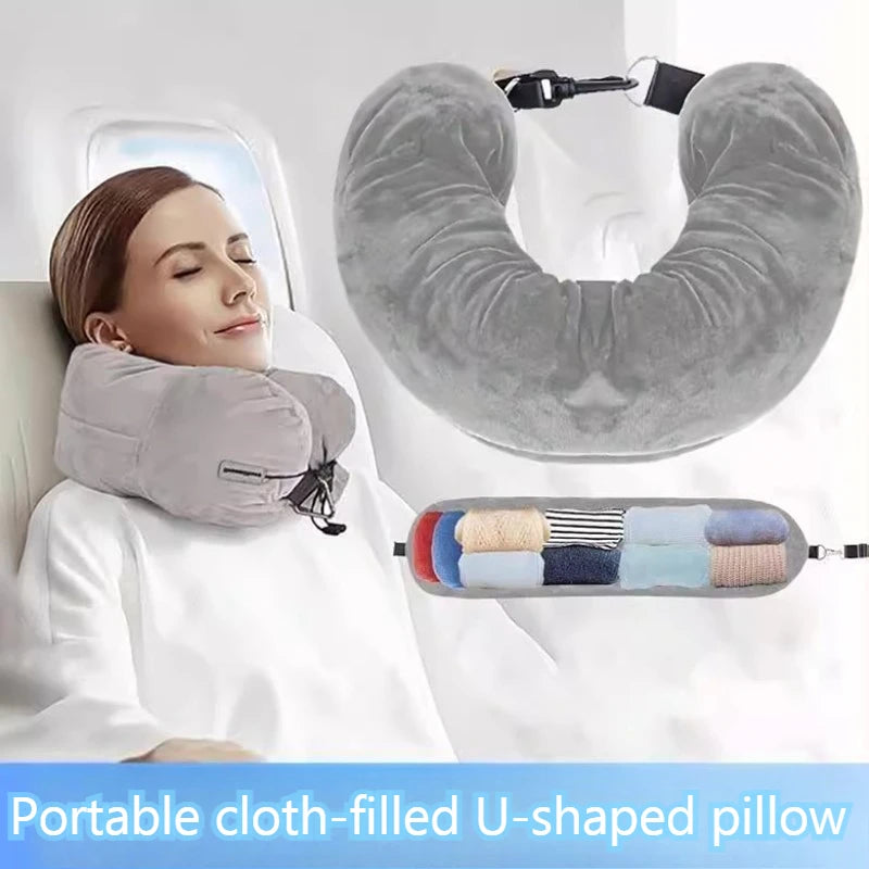 U-Shaped Travel Neck Pillow with Velvet Cover