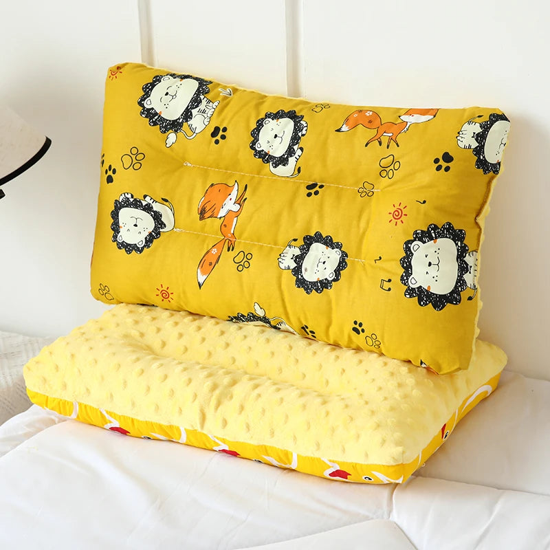 Reversible Baby Pillow with Cartoon Animal Patterns