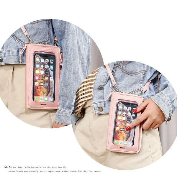 Women's Crossbody Phone Purse with Touchscreen Window