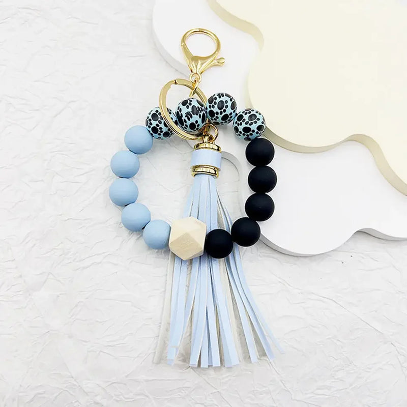 Boho Silicone Bead Keychain with Tassel
