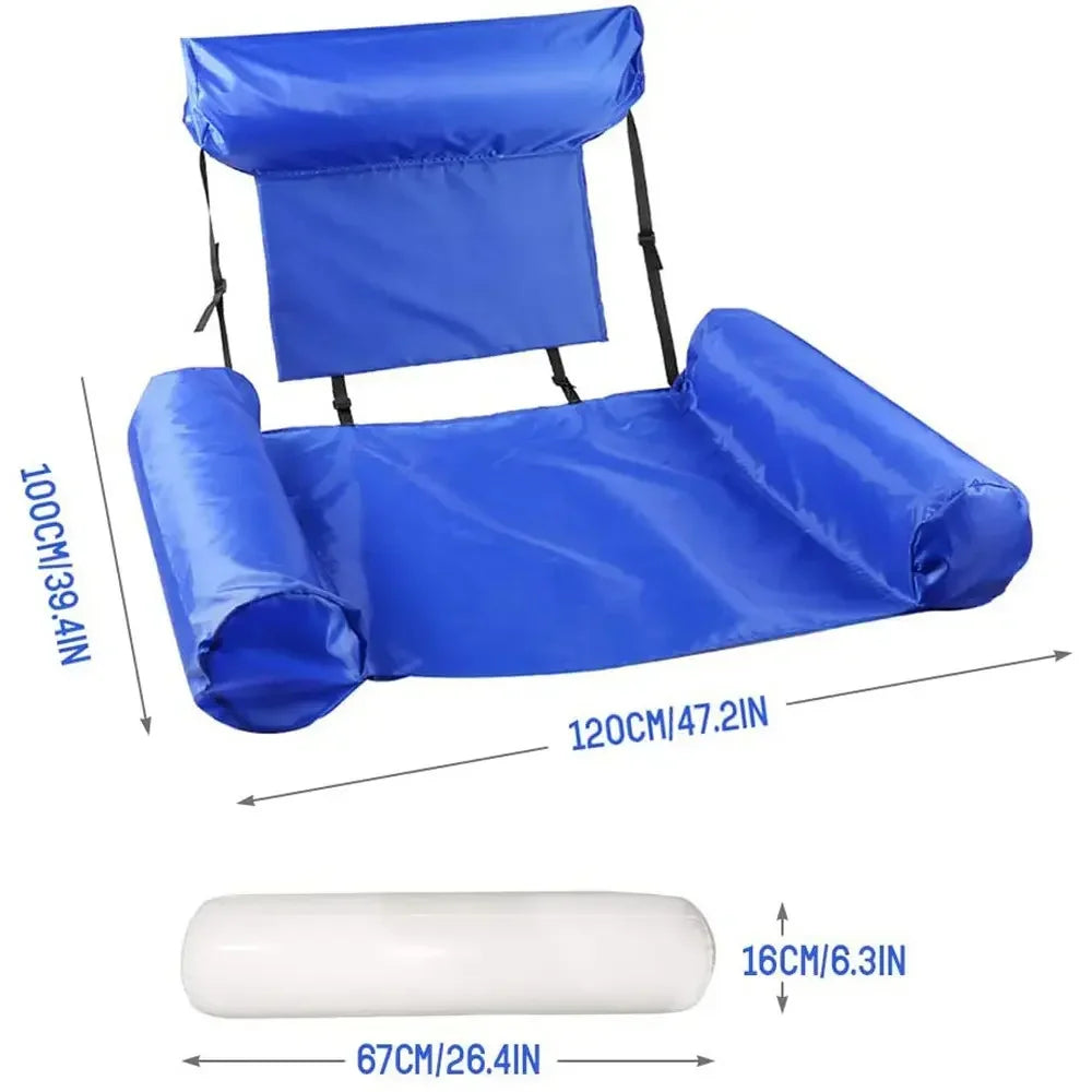 Bloner Wasser-Hängematte mit rechteckigem oberen Teil und zylindrischem Sockel.