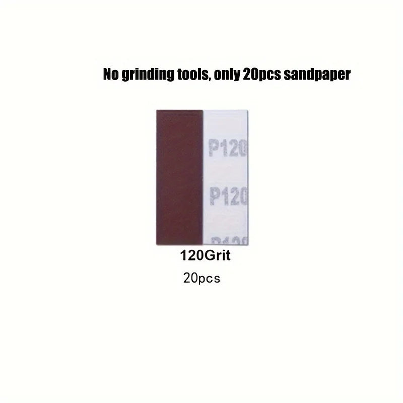 A set of 20 pieces of P120 grit sandpaper, including a brown and white piece.