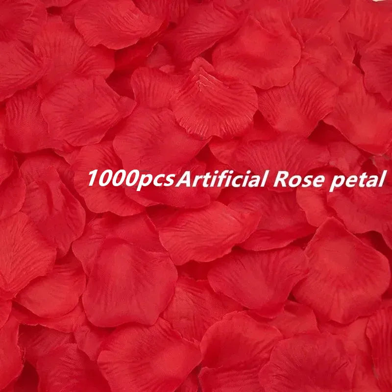 Heart-Shaped LED Tea Lights with Silk Rose Petals