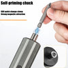 A hand is using a self-priming chuck on an SDS quick change clamp tool, demonstrating strong magnetic attraction.