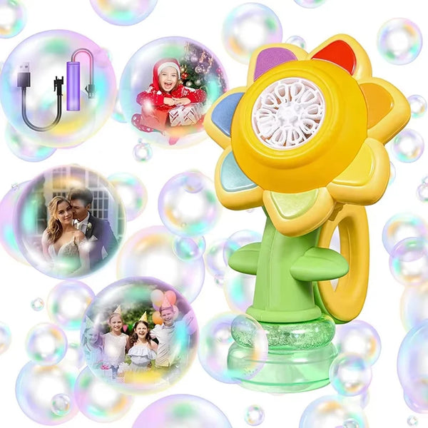 Machine à Bulles en Forme de Tournesol avec Lumières LED