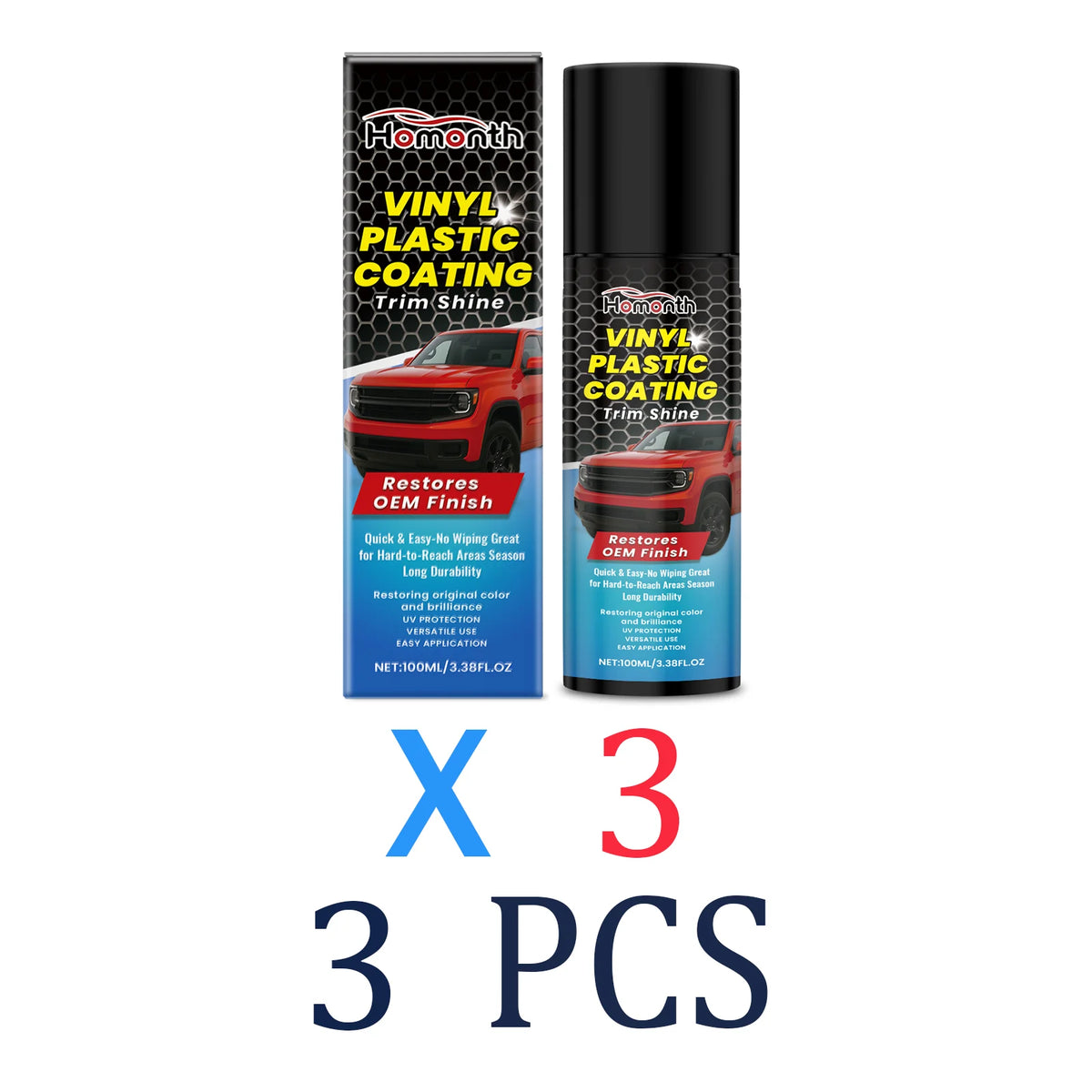 Three cans of Homoth Vinyl Plastic Coating Trim Shine for car interiors