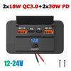 96W 4-Port USB Car Charger with Dual PD & Dual QC 3.0