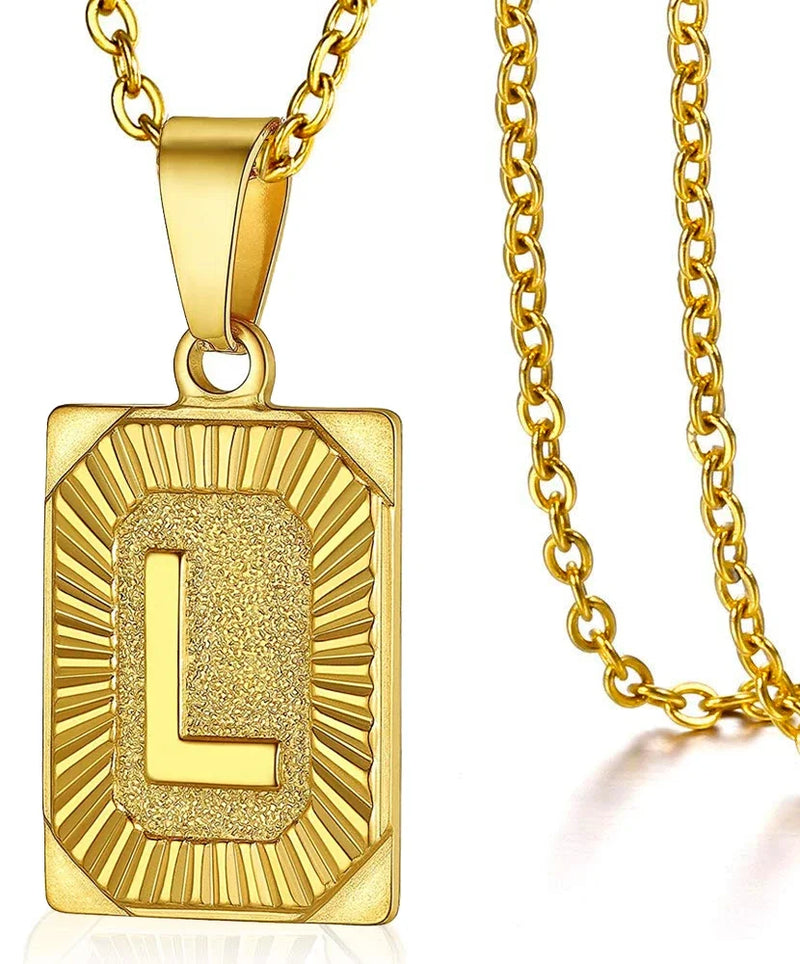 Initial Pendant Necklace in Stainless Steel