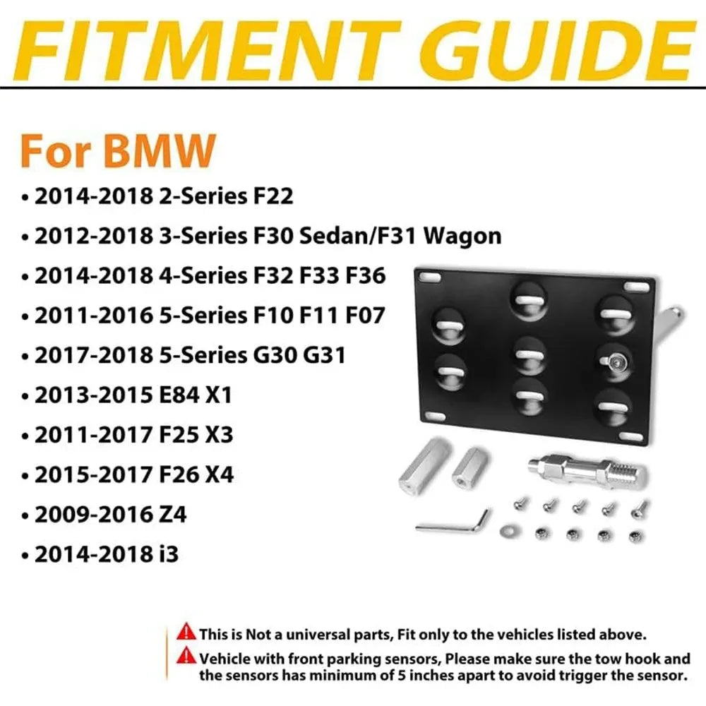 No-Drill Front Tow Hook License Plate Mount for BMW & Mini