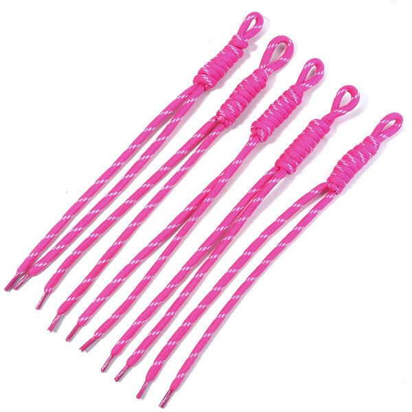 Pink braided nylon keychain lanyards with looped ends