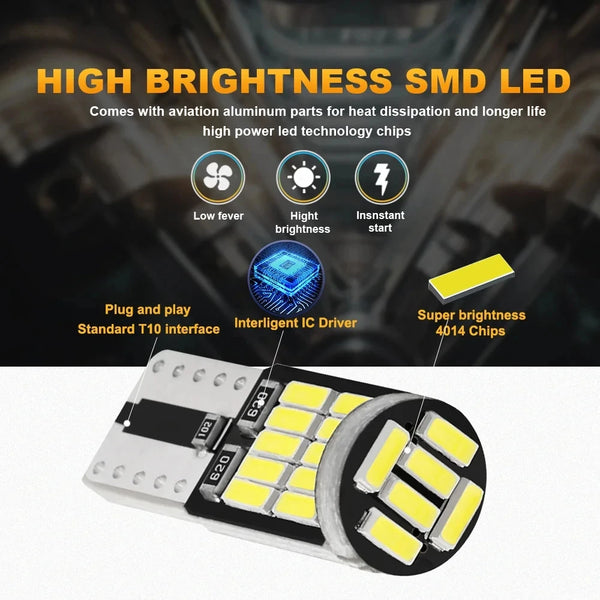 Ampoules LED Intérieures pour Voiture T10 W5W - Lot de 10