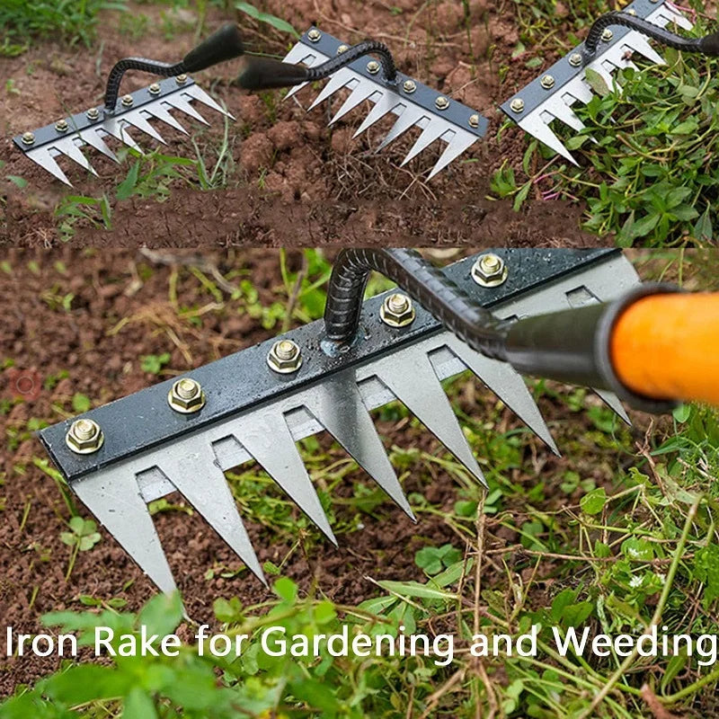 Heavy-Duty Carbon Steel Garden Weeding Rake