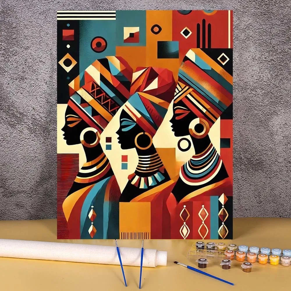 Adult Paint by Numbers Kit – African Women Portrait on Canvas