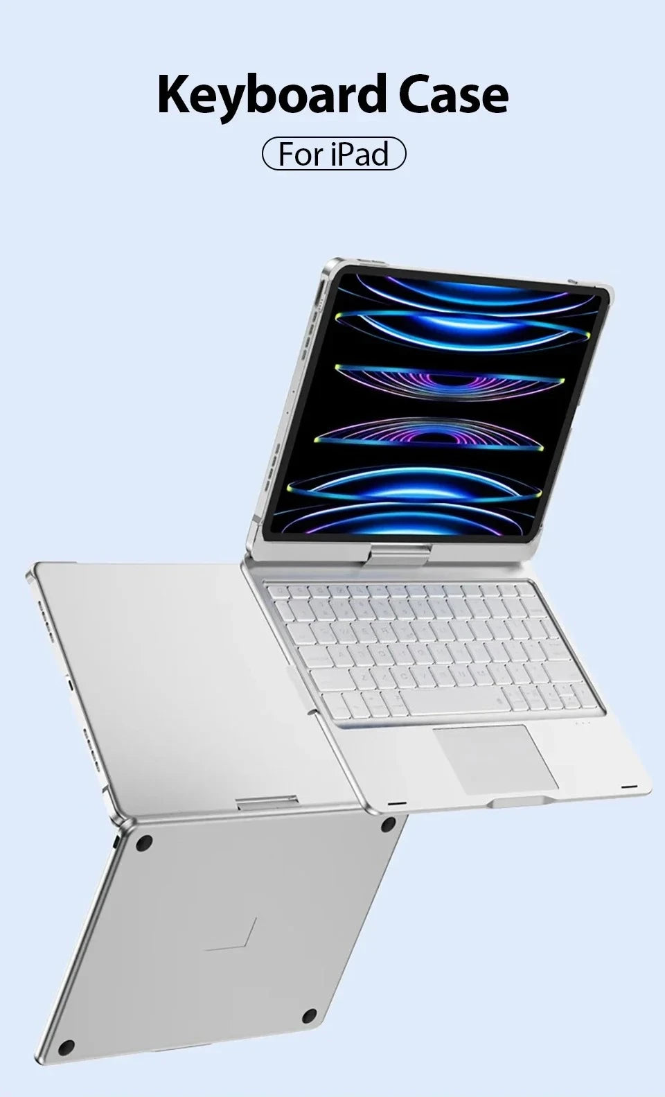 Backlit 360° Rotatable Keyboard Case for iPad with Pencil Holder