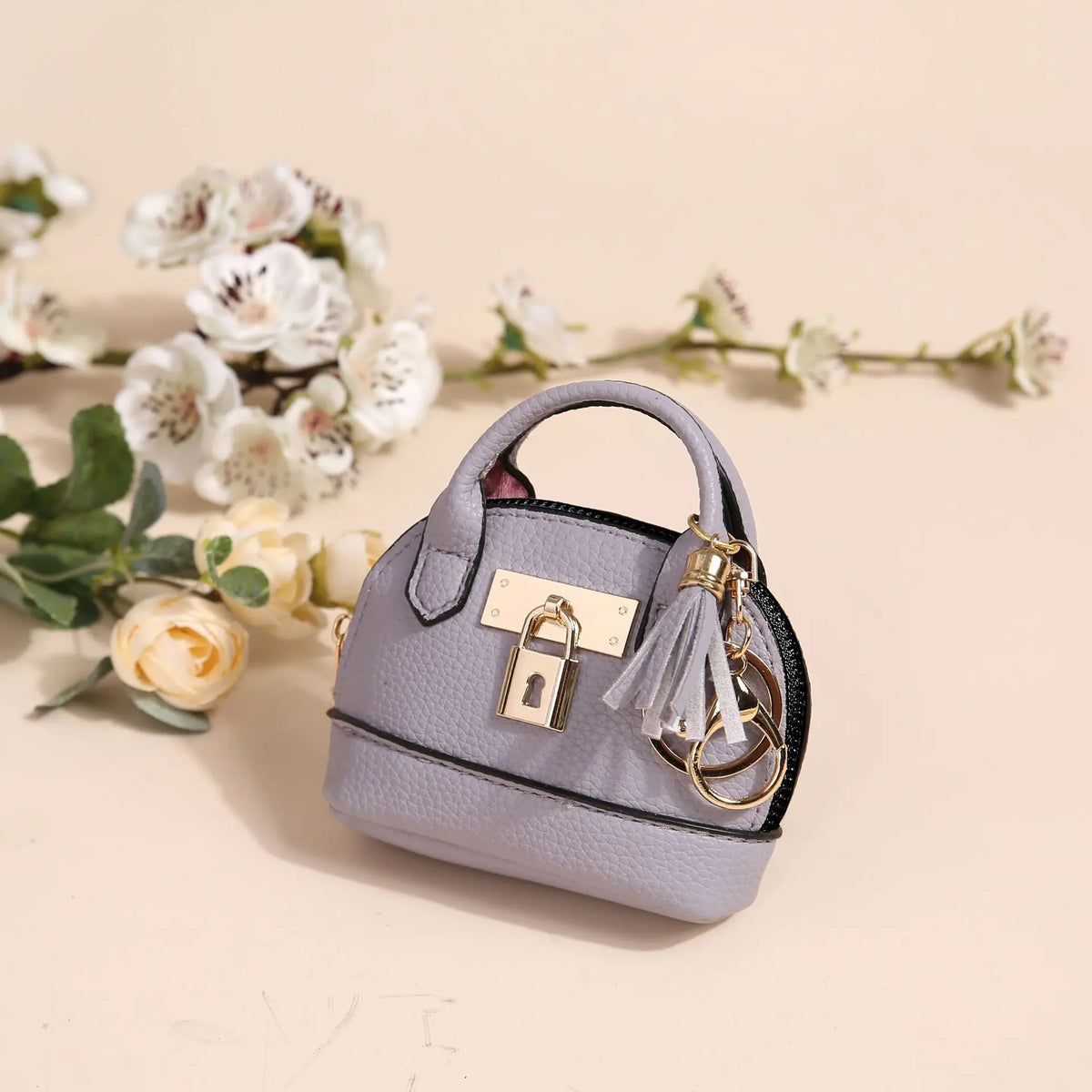 Mini Leather-Look Coin Purse with Keychain