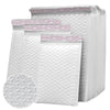 A stack of white padded bubble mailers with self-seal closures.