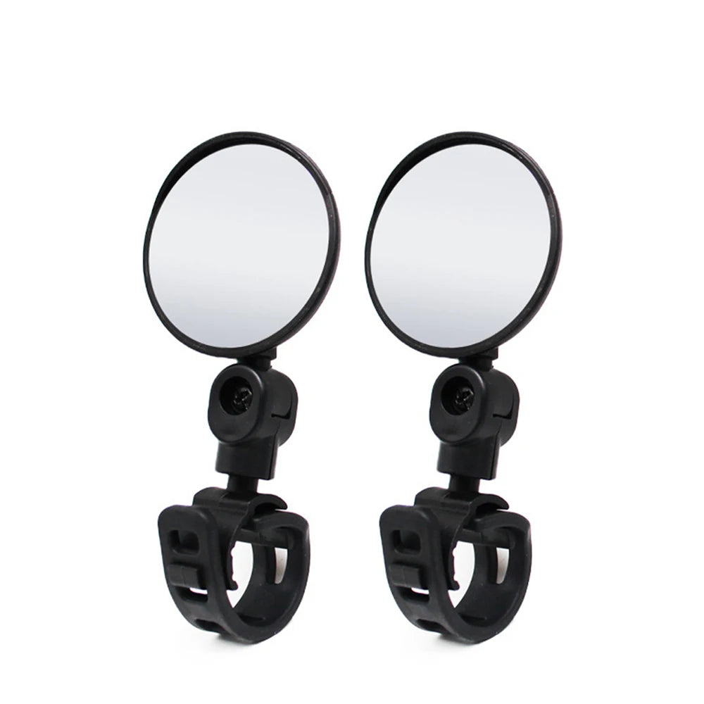 A pair of black 360° adjustable bicycle rearview mirrors.