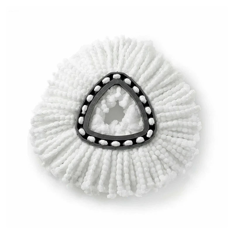 White triangular microfiber mop pads with a textured, fibrous surface.