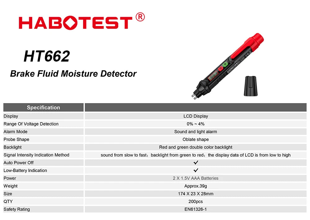 Digital Brake Fluid Tester with Backlit Display