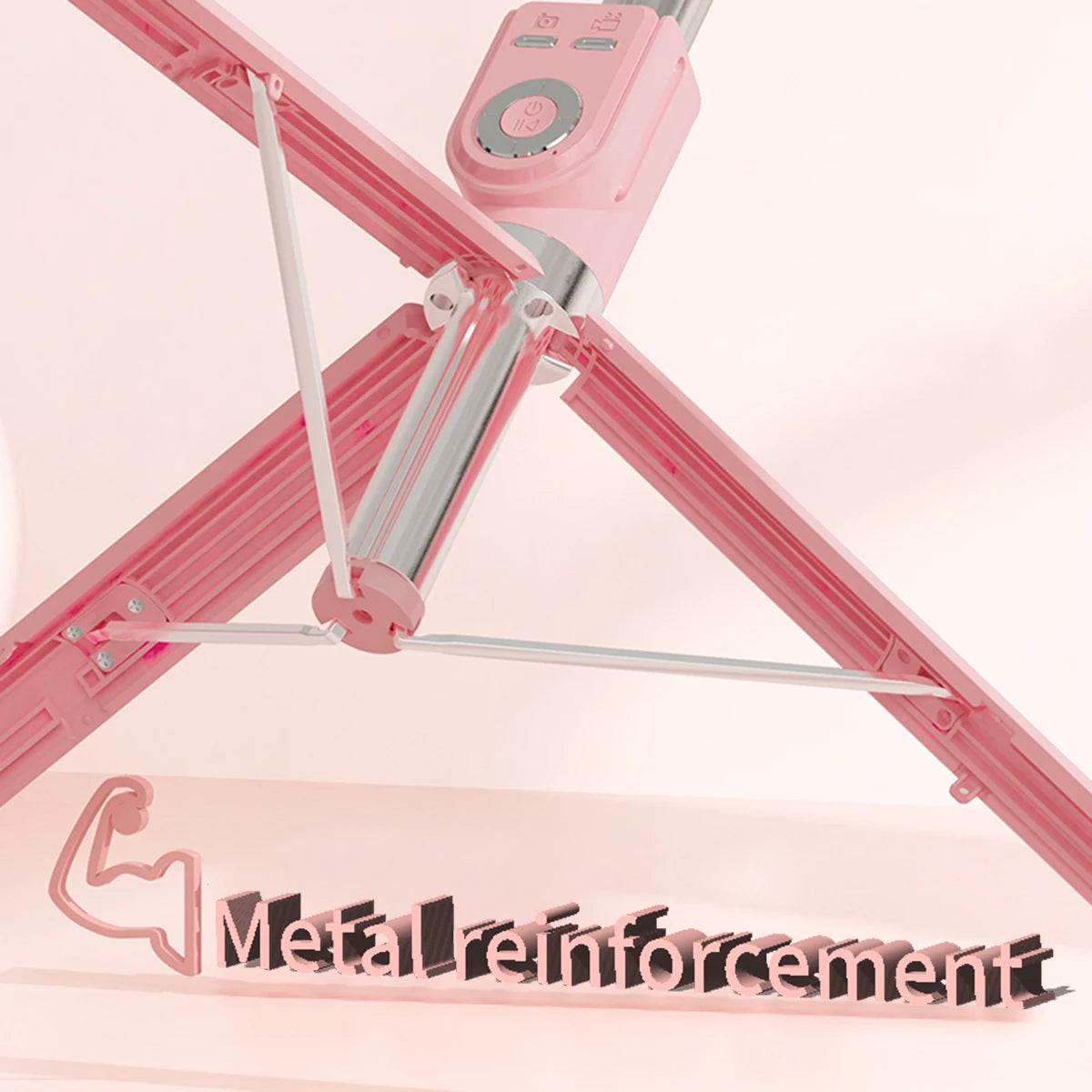 Rosa Metall-Selfie-Stab mit Kamera und Bluetooth-Fernbedienung