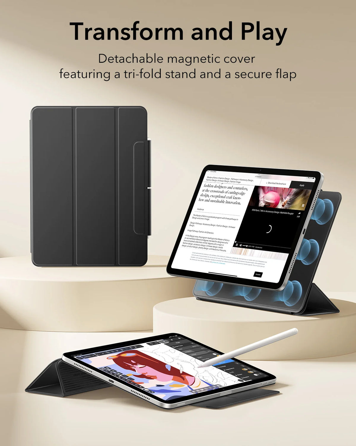 Magnetic Folio Case for iPad Air 11 Inch with Auto Wake/Sleep