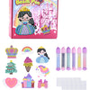 A DIY beaded pen craft kit featuring princess and rainbow designs including a character, various beads, and decorative elemen