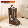 Brown waterproof boots long fur rain wide version displayed on a light rug