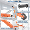 An orange heavy-duty adjustable tire dolly with a smooth-rolling handle and durable anti-rust coating.