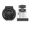 Soporte plegable para vaso de motocicleta negro con hardware y almohadilla de goma