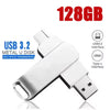 Silver 128GB USB 3.2 Metal U disk with a Type-C interface connector.