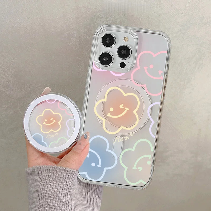 Floral Magnetic Phone Case with Kickstand