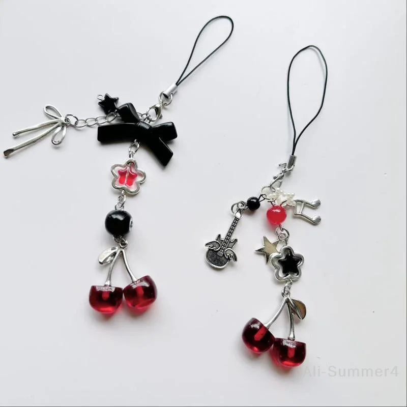 Red Cherry Bow Phone Chain & Keychain