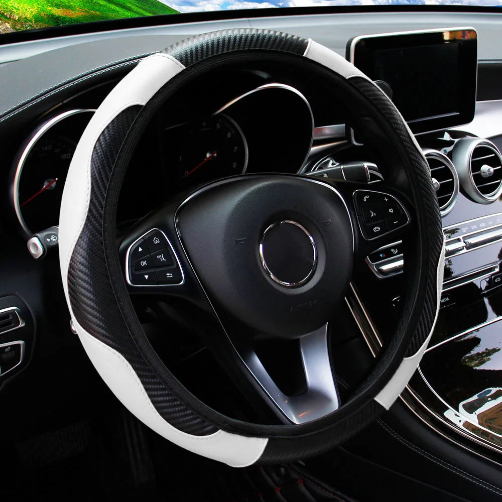 PU Carbon Fiber Steering Wheel Cover