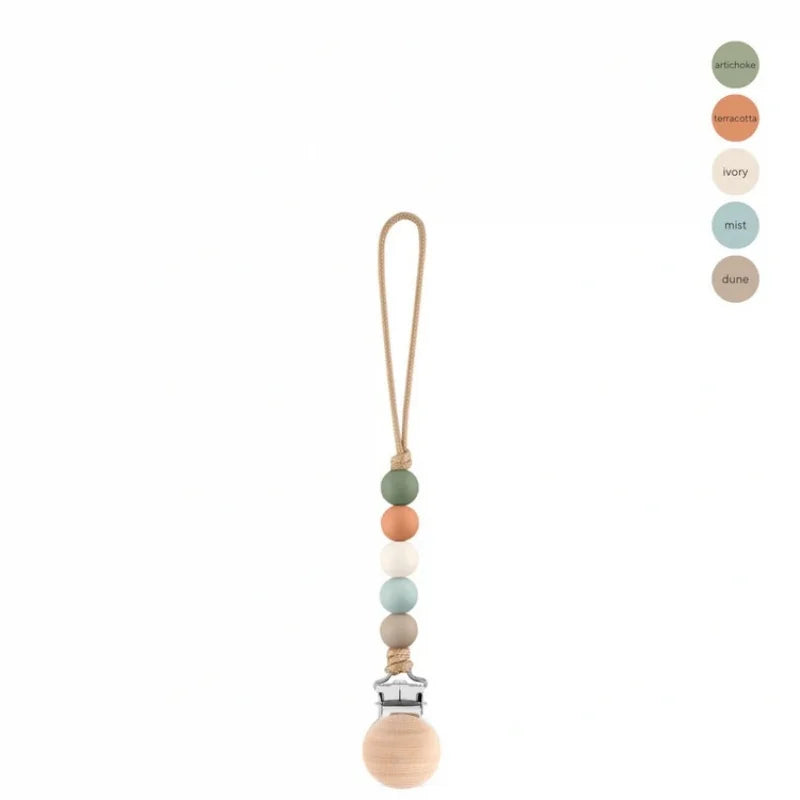 Silicone Baby Pacifier Clip with Wooden Beads