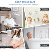 Vacuum suction grab bars for bathroom safety shown in various contexts like for handicapped, children, pregnant women, and el