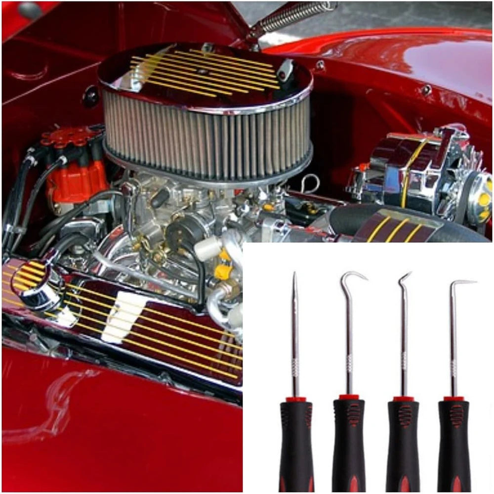 4-Piece Oil Seal Hook Removal Tool Set for O-Rings and Gaskets