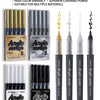 Acrylic marker set featuring 9 colors including gold, silver, white, and black markers with fine tips.
