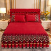 Crystal Velvet Gold Lace Bed Skirt with Anti-Slip Base