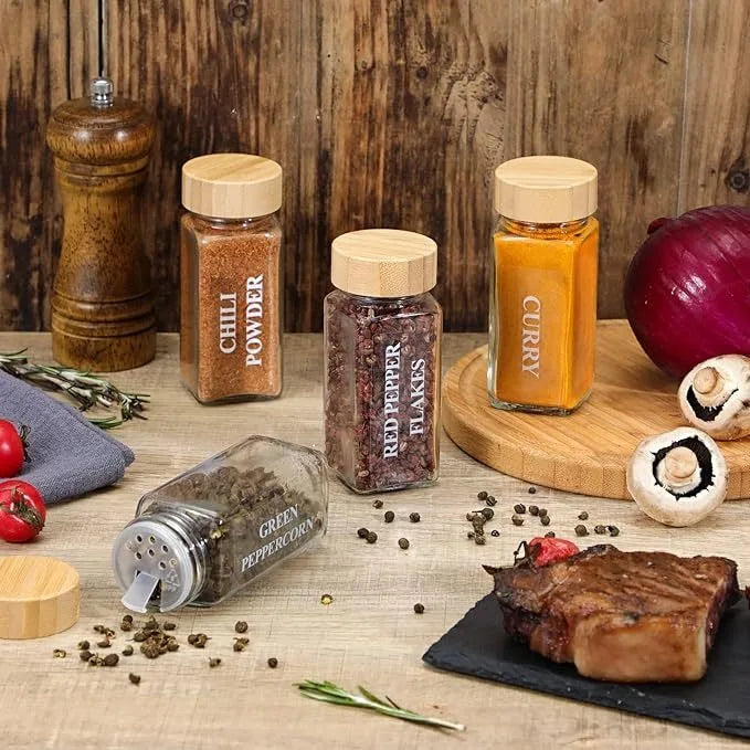 Clear Glass Spice Jar with Bamboo Lid