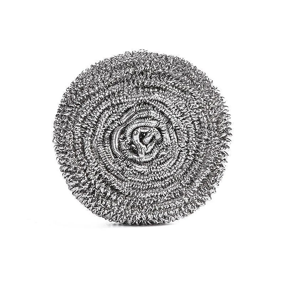 A circular pad of stainless steel scrubber pads used for deep cleaning.