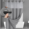 Double-Layer Waffle Shower Curtain with Built-in Snap Liner