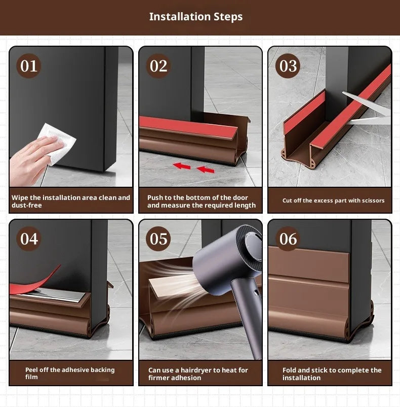 Flexible Door Draft Stopper with Soundproofing Seal