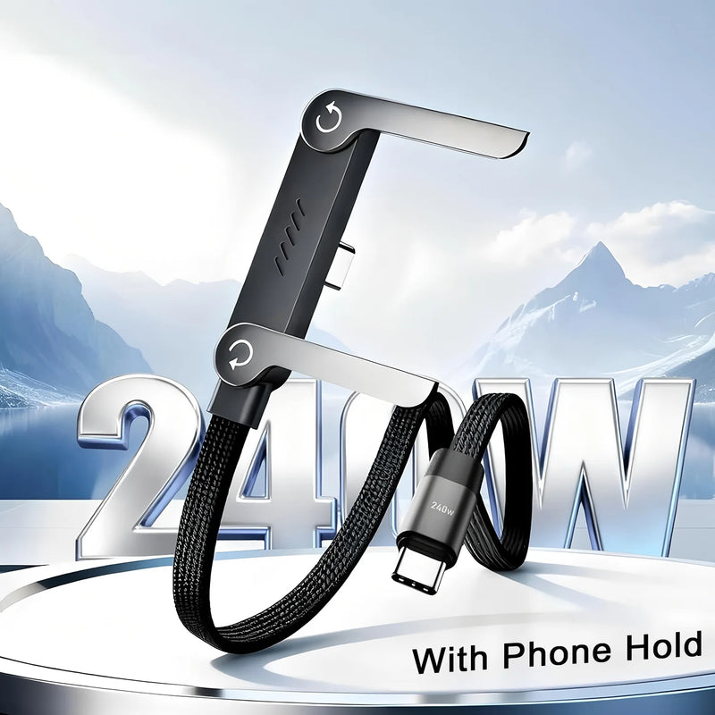 Foldable 2-in-1 USB-C Phone Holder & Charging Cable