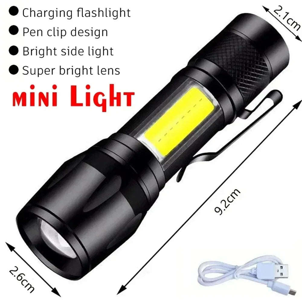Rechargeable LED Flashlight with LCD Display and Zoom