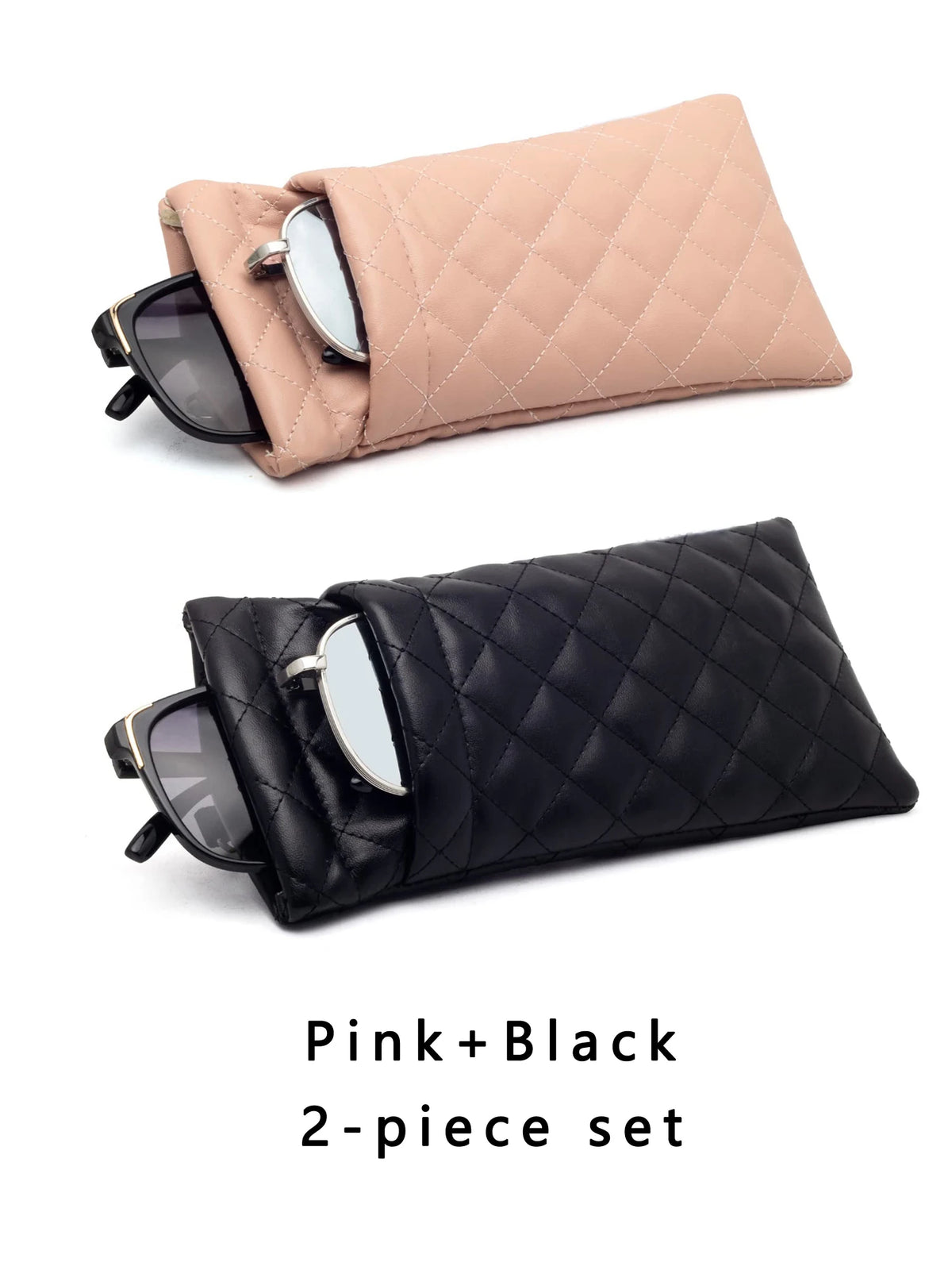 Double-Layer PU Leather Glasses Case with Soft Lining